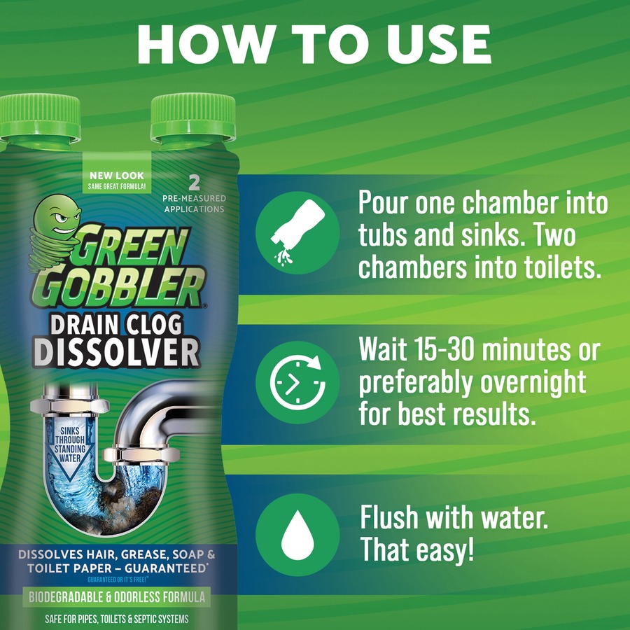 Green Gobbler Liquid Drain Clog Dissolver - 31 fl oz (1 quart